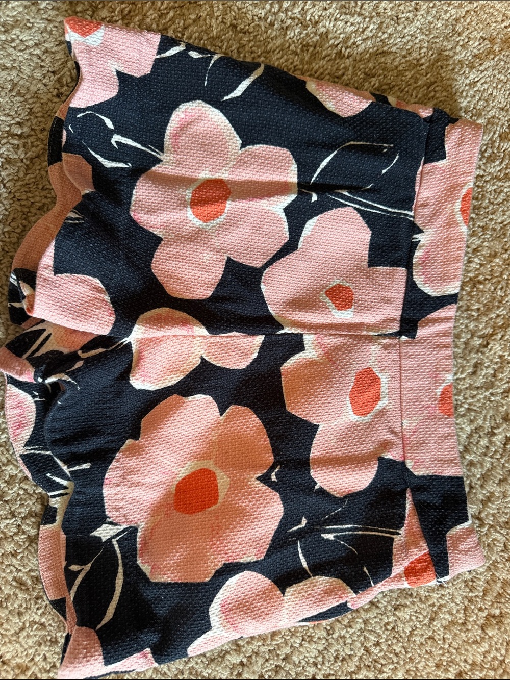 Anthropologie Pink Floral Scalloped Hem Shorts